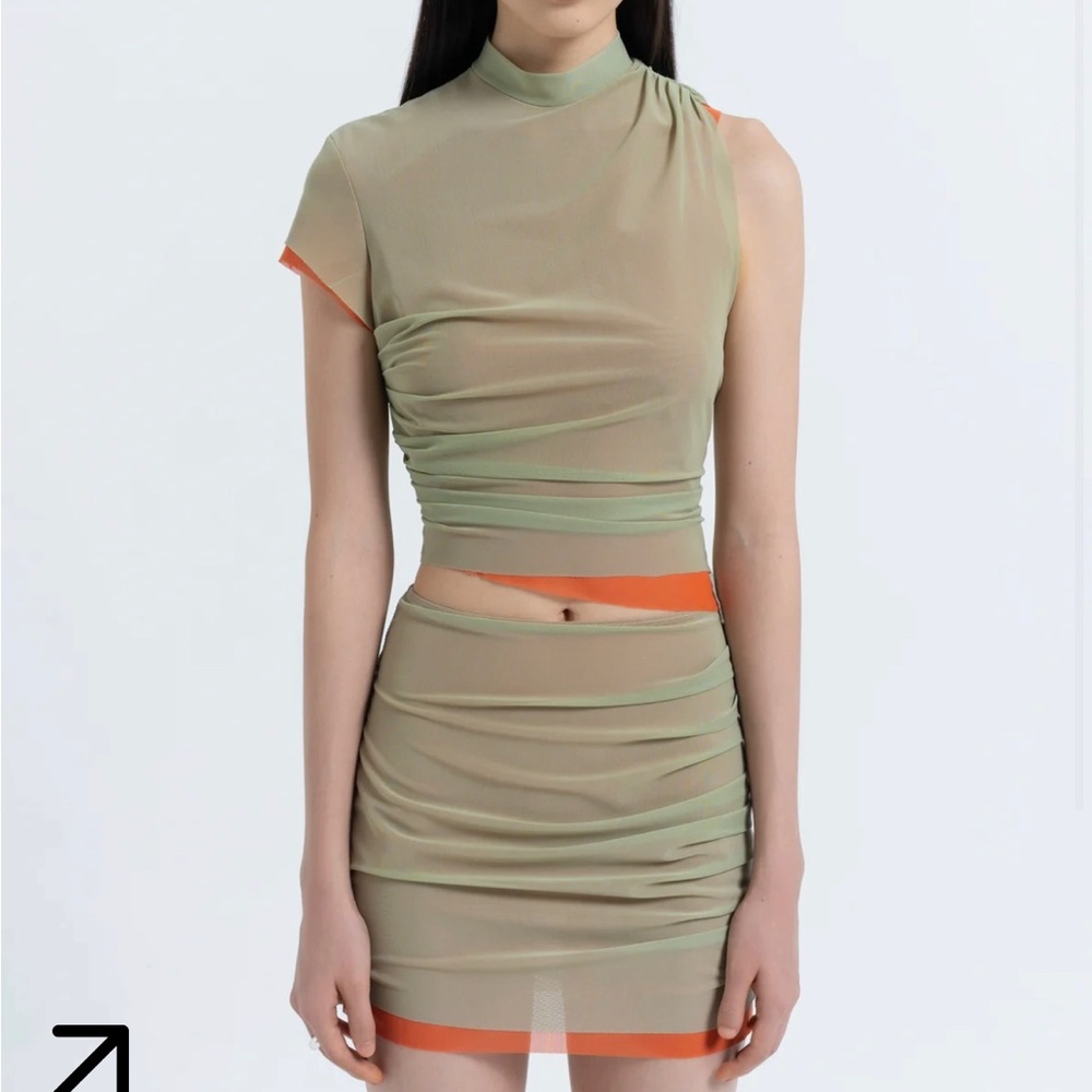 Arthur Apparel Double Mesh top and mini skirt